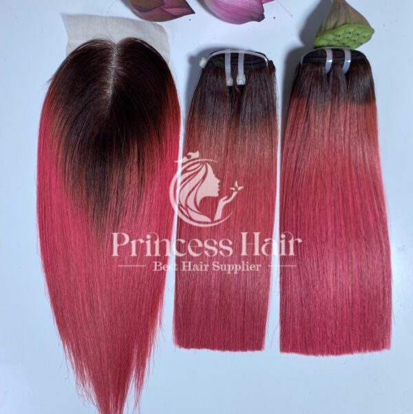 Light Pink Ombre Color Weft Hair