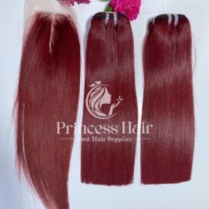 Dark Wine Color Middle Part Closure