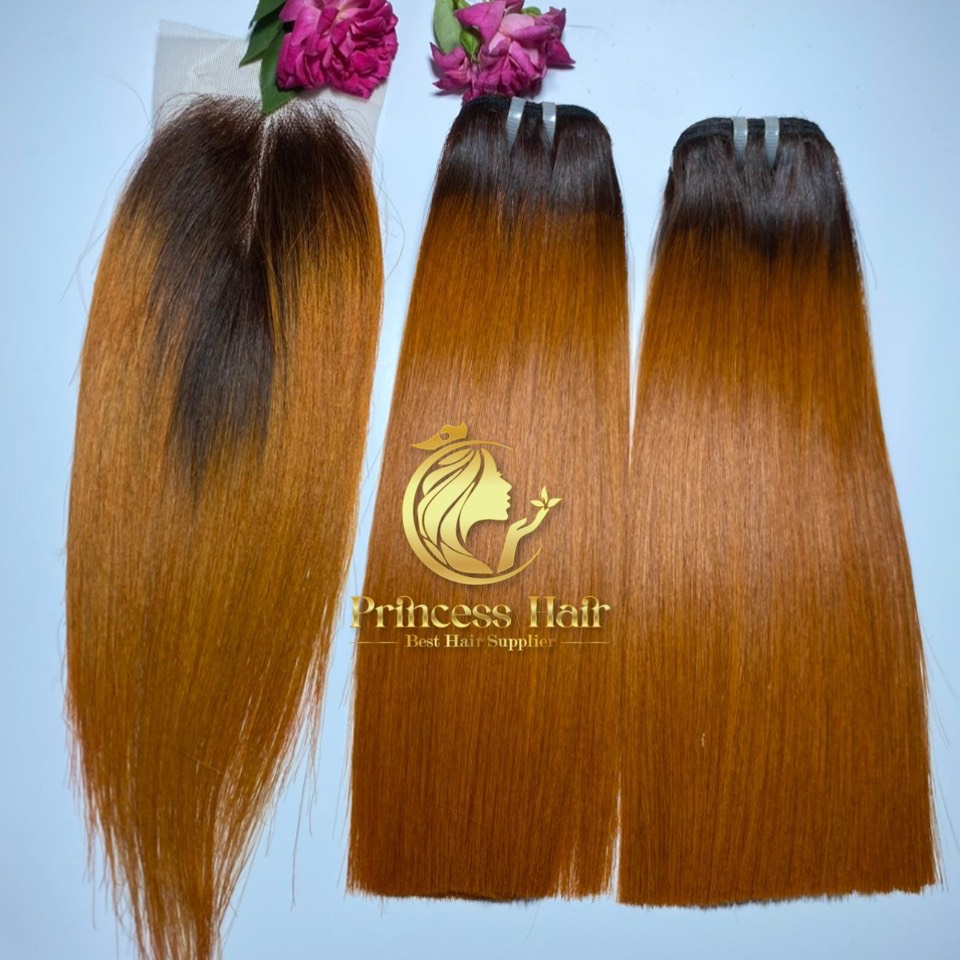 Bone Straight Ombre Orange Style Weft Hair